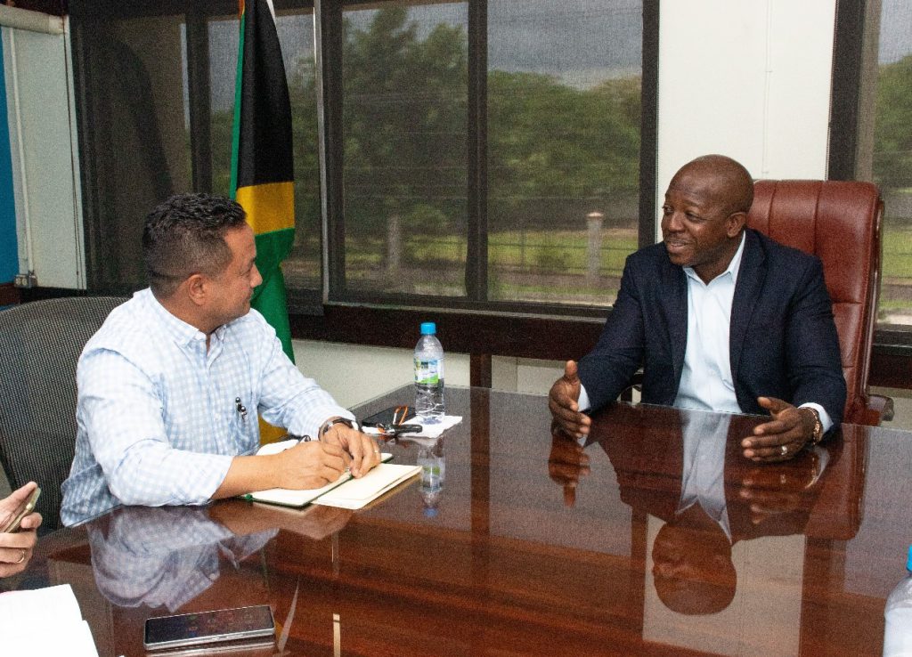 Minister of Labour & Social Security, Hon. Pearnel Charles Jr. engages newly appointed Board Chairman of the Jamaica Productivity Centre, Mr. Omar Azan